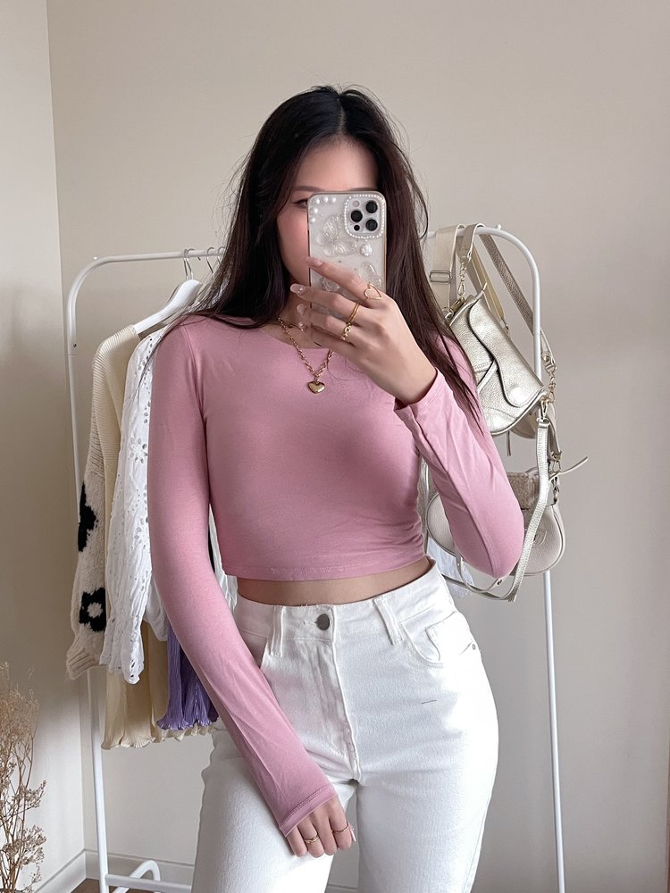Shae Basic Long Sleeve Top / Blush Pink