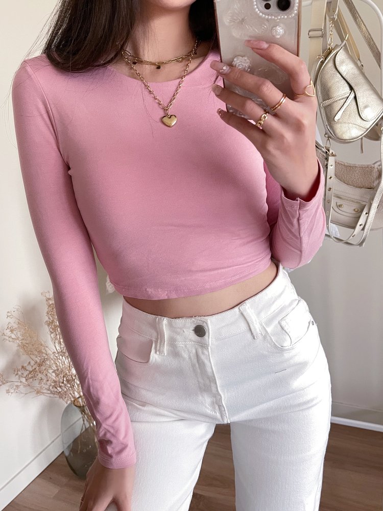 Shae Basic Long Sleeve Top / Blush Pink