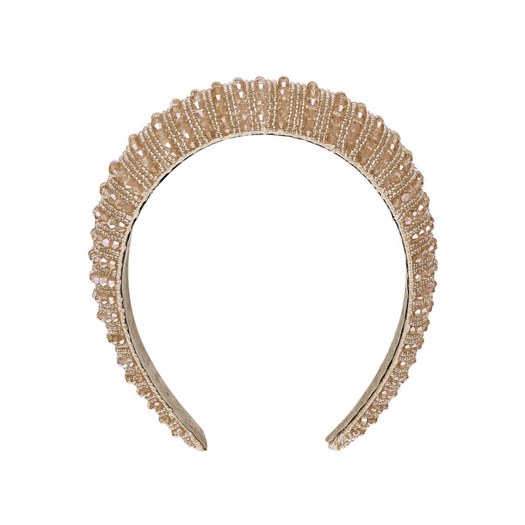 Chiara Rhinestone Headband / Beige