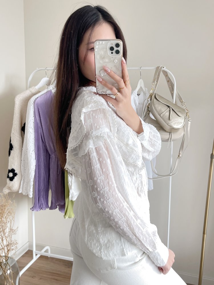 Maja Embroidered Blouse / White