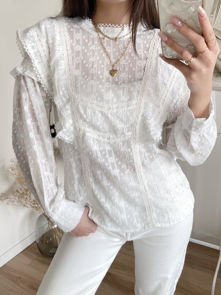 Maja Embroidered Blouse / White