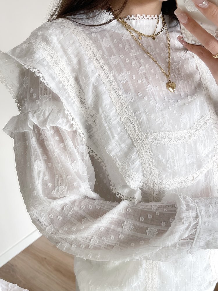 Maja Embroidered Blouse / White