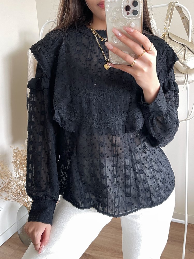Maja Embroidered Blouse / Black