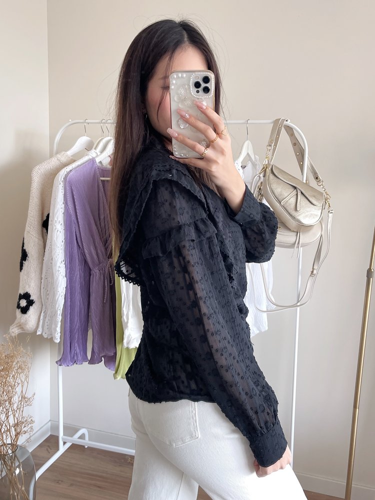 Maja Embroidered Blouse / Black