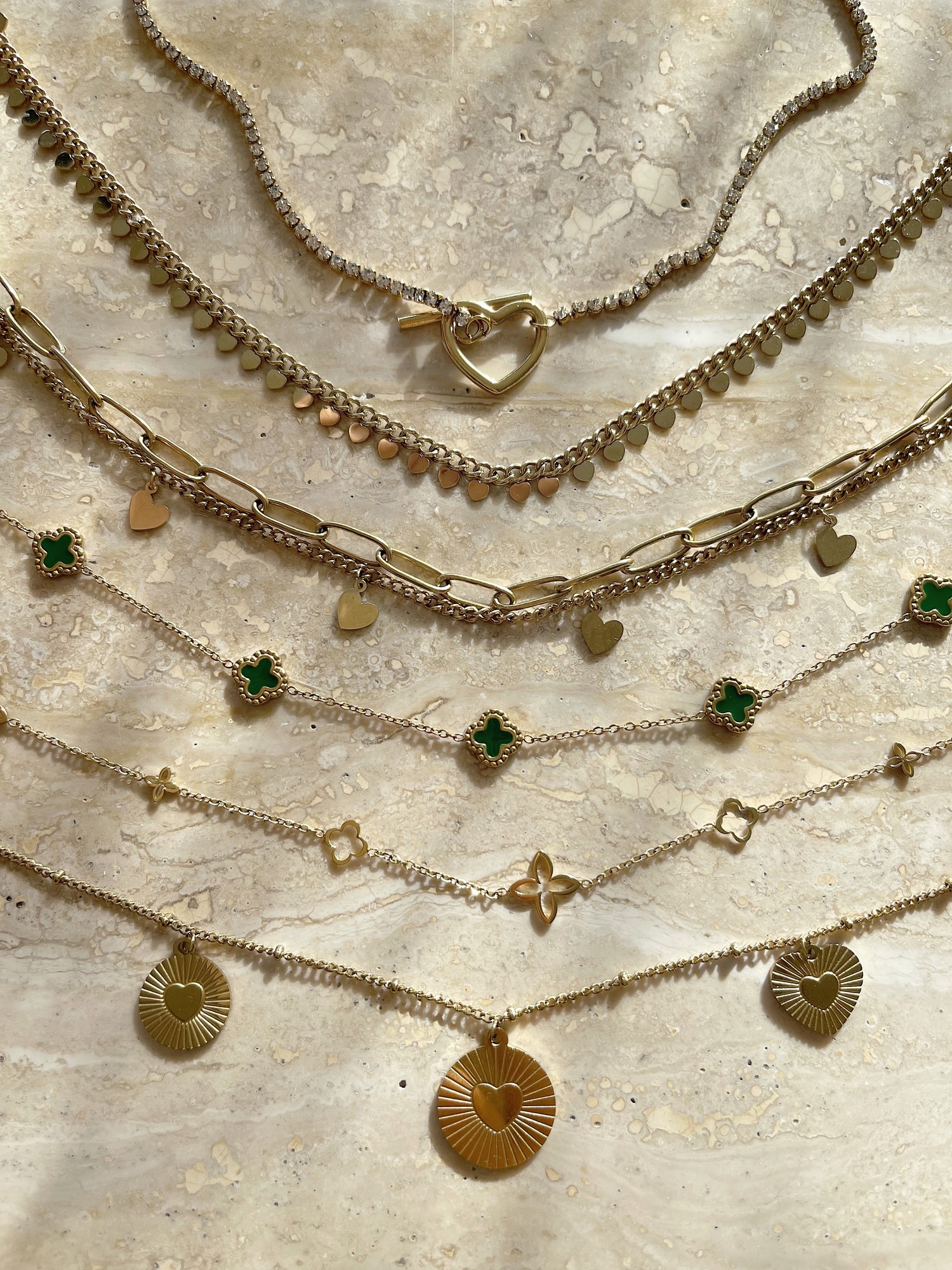 Gold Double Chain Heart Necklace Hello My Love