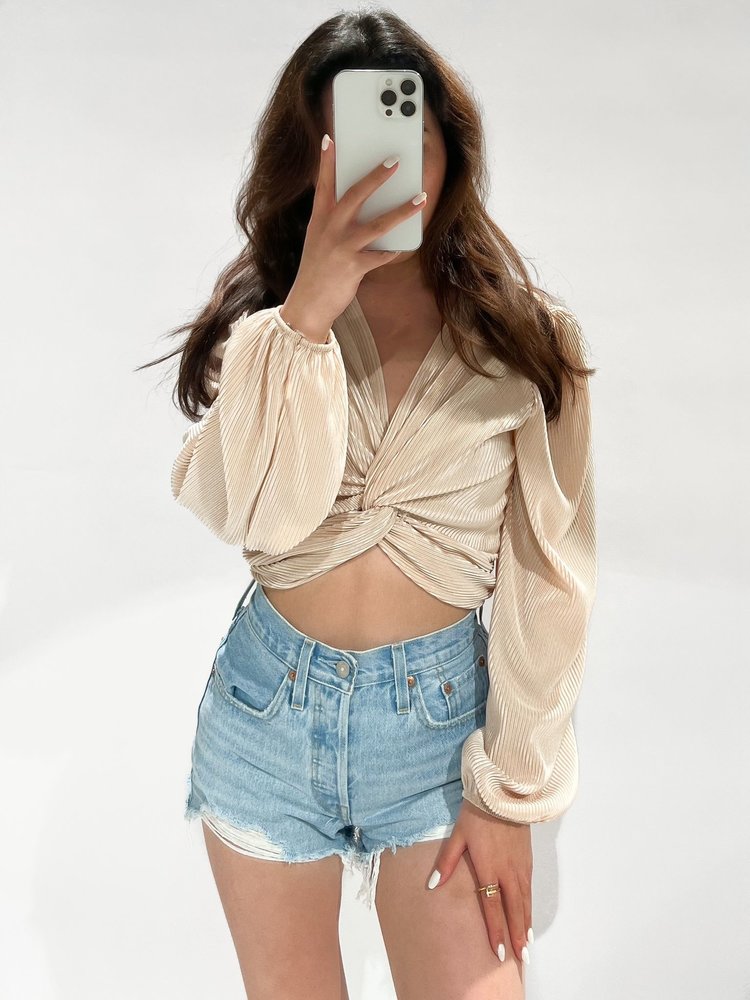 Sunna Pleated Crop Top / Beige