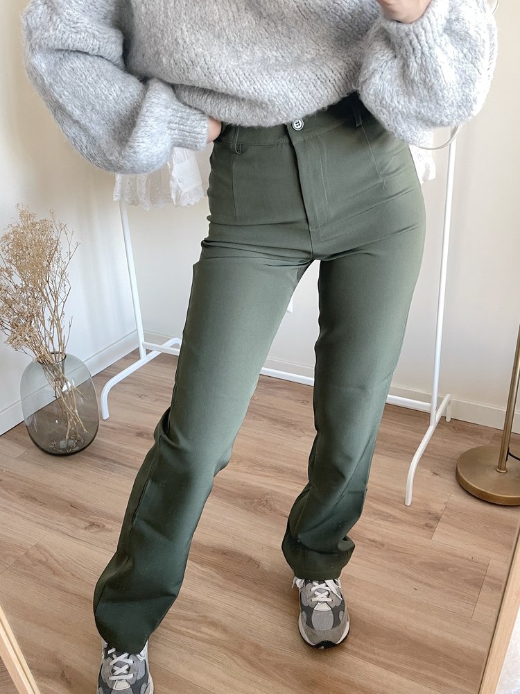 Aeri Wide Leg Trousers / Army Green