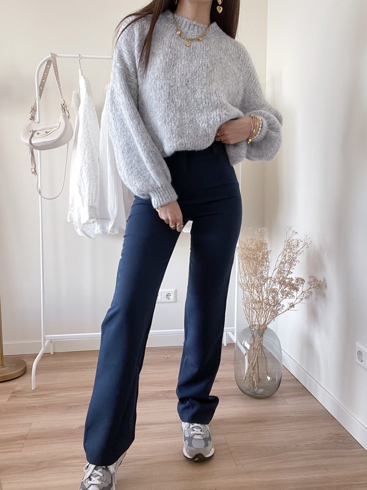 Aeri Wide Leg Trousers / Navy Blue