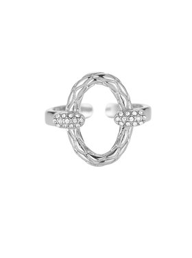 Silver Oval Zircon Ring