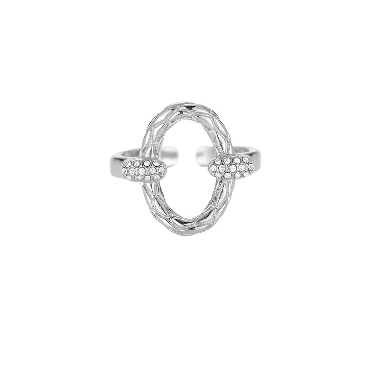 Silver Oval Zircon Ring