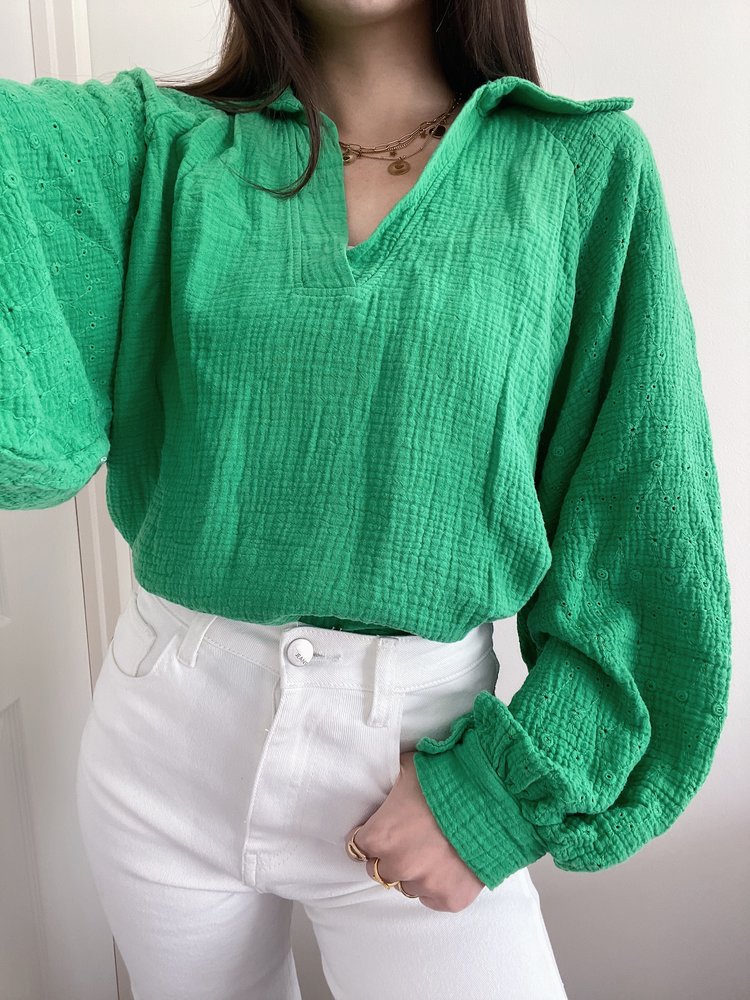 Jurin Oversized Blouse /  Bright Green