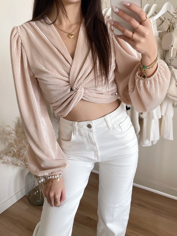 Sunna Pleated Crop Top / Beige