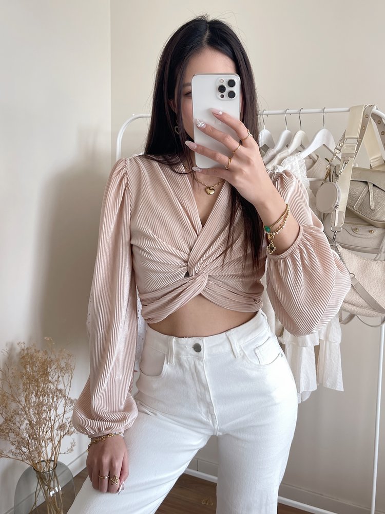 Sunna Pleated Crop Top / Beige