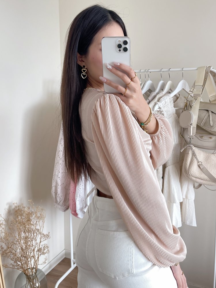 Sunna Pleated Crop Top / Beige