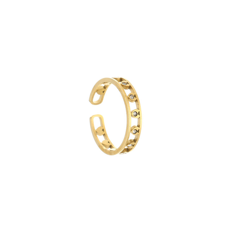Gold Tiny Sparkle Hearts Ring