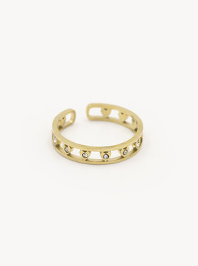 Gold Tiny Sparkle Hearts Ring