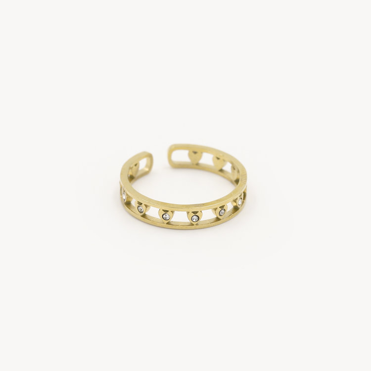 Gold Tiny Sparkle Hearts Ring