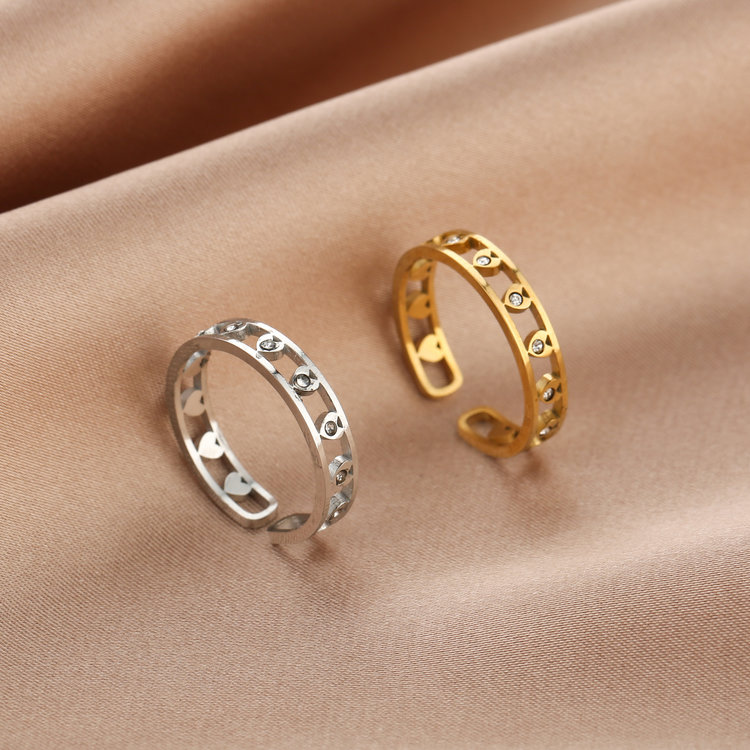 Gold Tiny Sparkle Hearts Ring