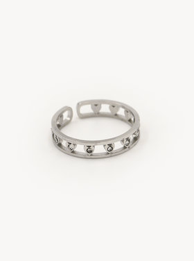Silver Tiny Sparkle Hearts Ring