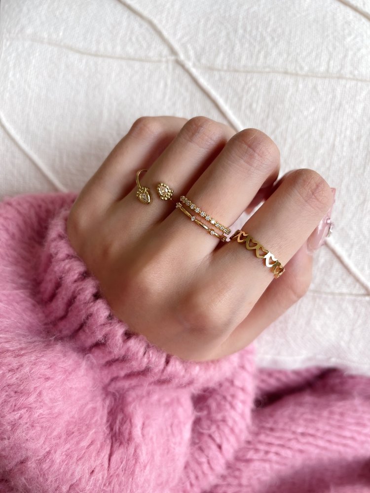 Silver Hearts All Around Ring