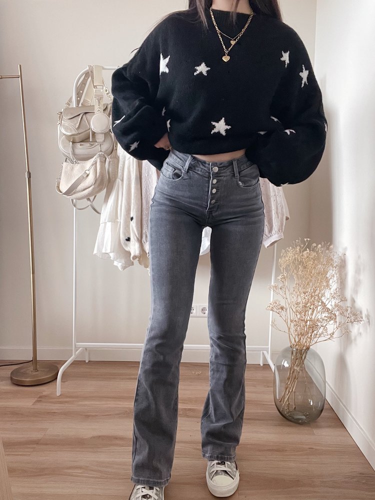 Kiki Basic Flared Jeans / Grey