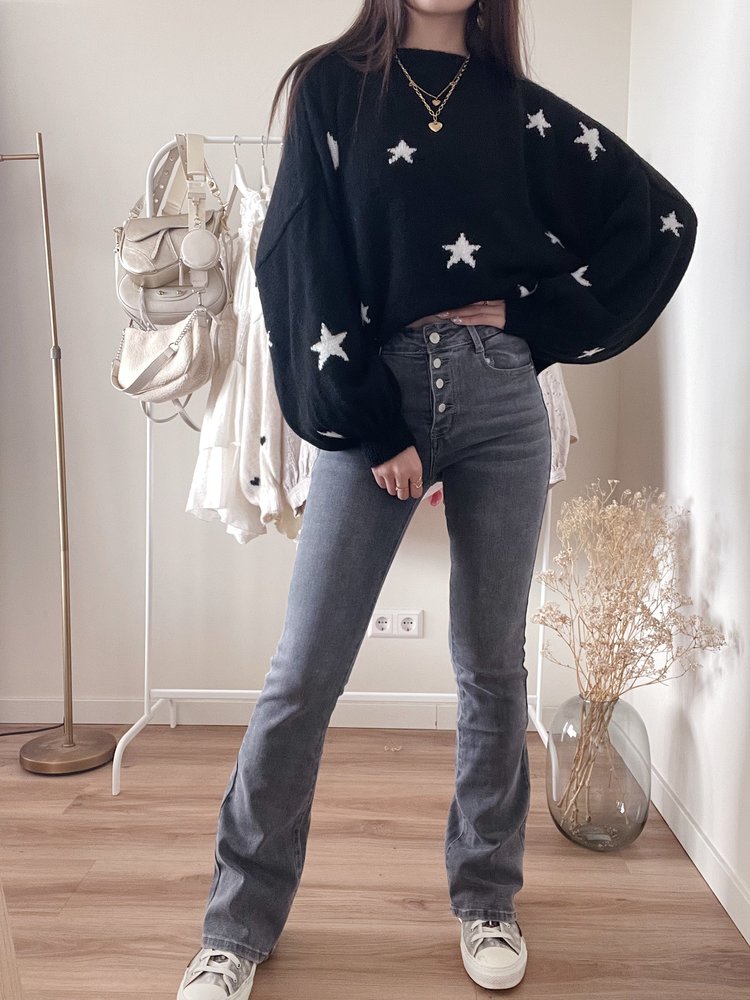 Kiki Basic Flared Jeans / Grey