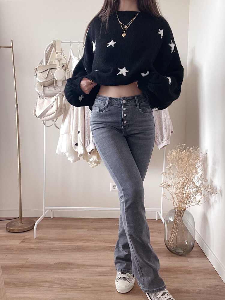 Kiki Basic Flared Jeans / Grey