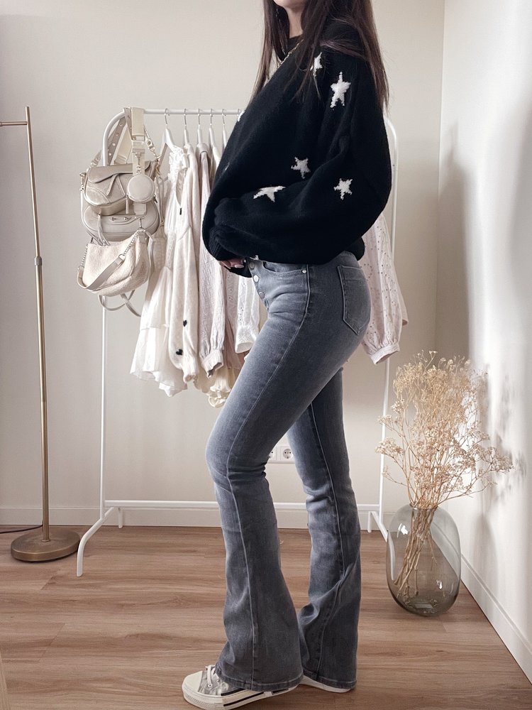 Kiki Basic Flared Jeans / Grey