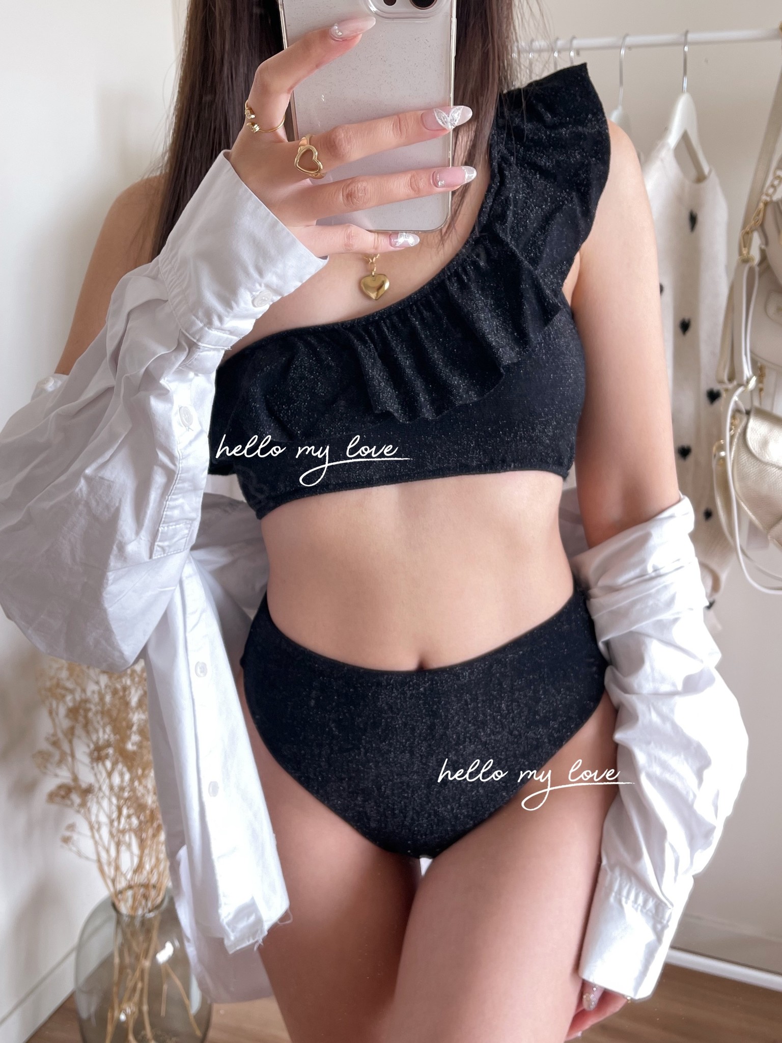 Leger zakdoek Mechanisch Amalfi Glitter Bikini Set / Black - Hello My Love