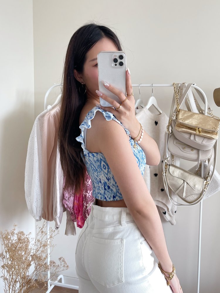Linnea Smock Crop Top /  Blue