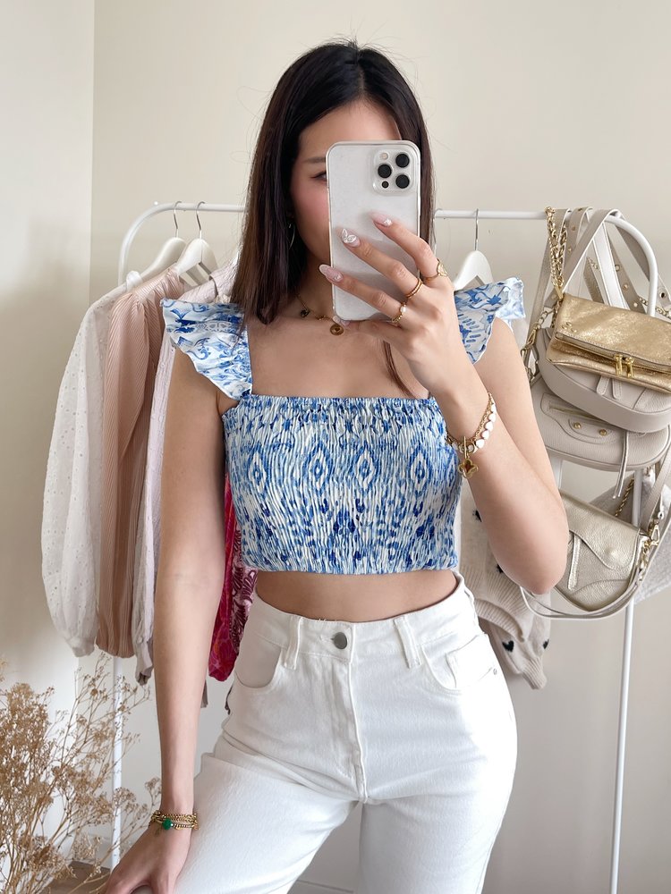 Linnea Smock Crop Top /  Blue