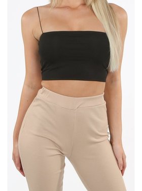 Youme Bandeau Strap Top / Black
