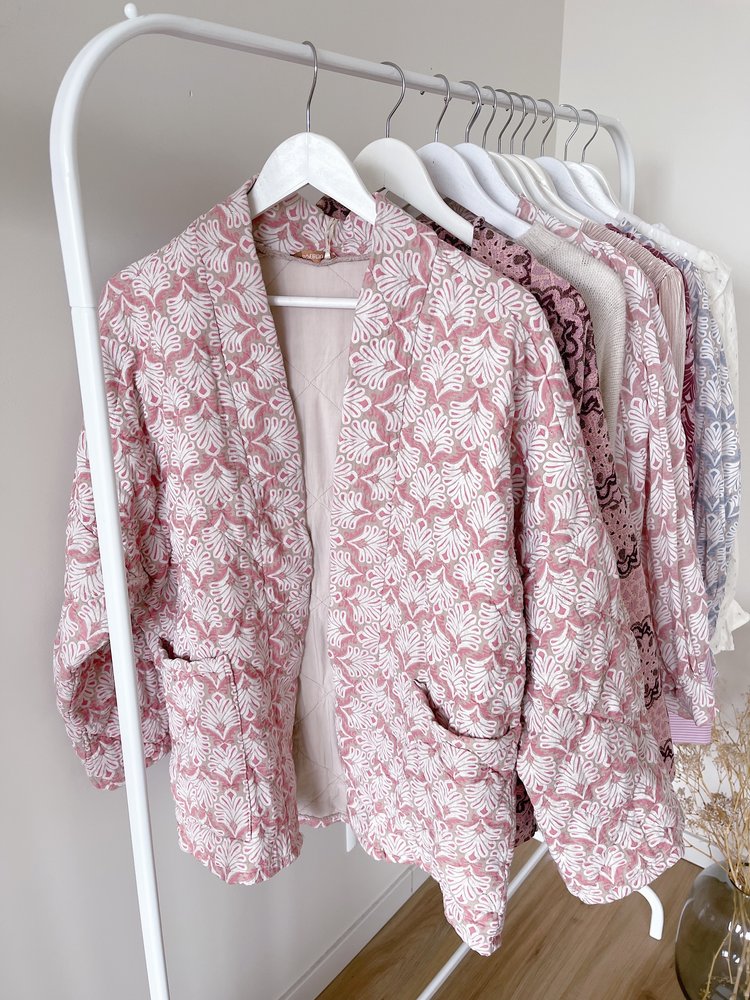 Yeona Boho Quilted Jacket / Pink