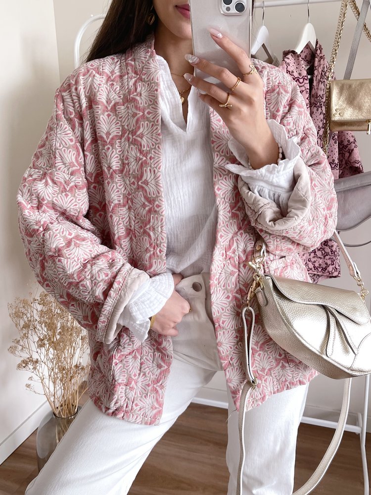 Yeona Boho Quilted Jacket / Pink