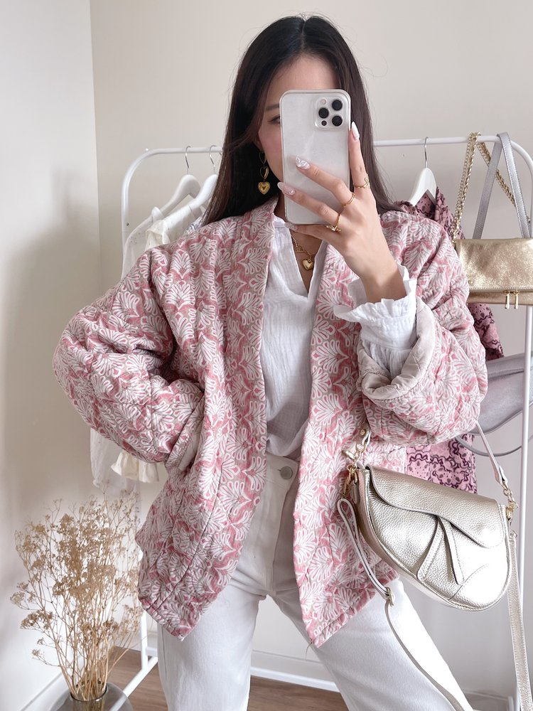 Yeona Boho Quilted Jacket / Pink