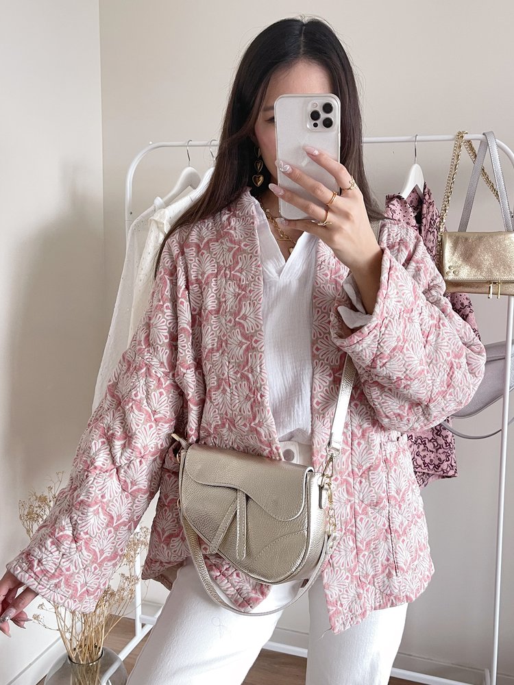 Yeona Boho Quilted Jacket / Pink