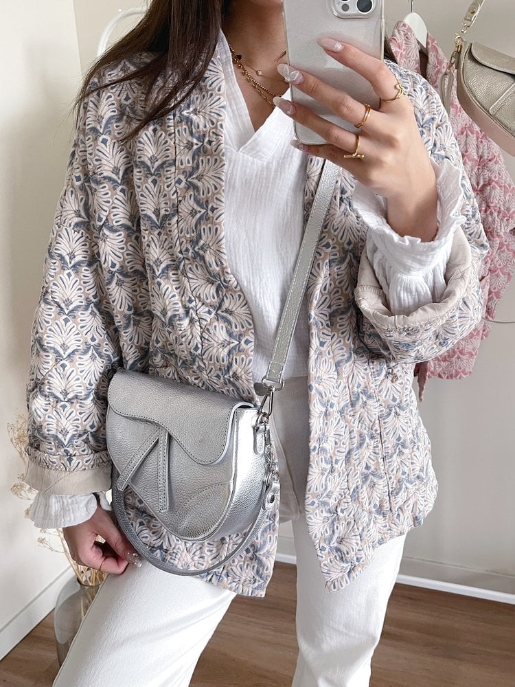 Yeona Boho Quilted Jacket / Blue