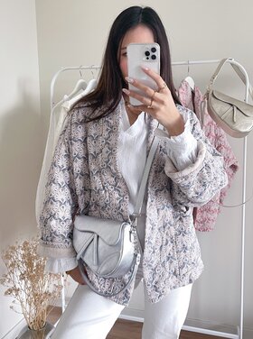 Yeona Boho Quilted Jacket / Blue