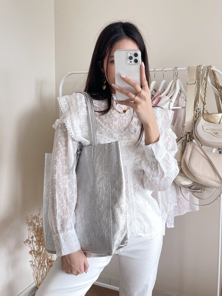 Franka Shopper Shoulder Bag / Metallic Silver