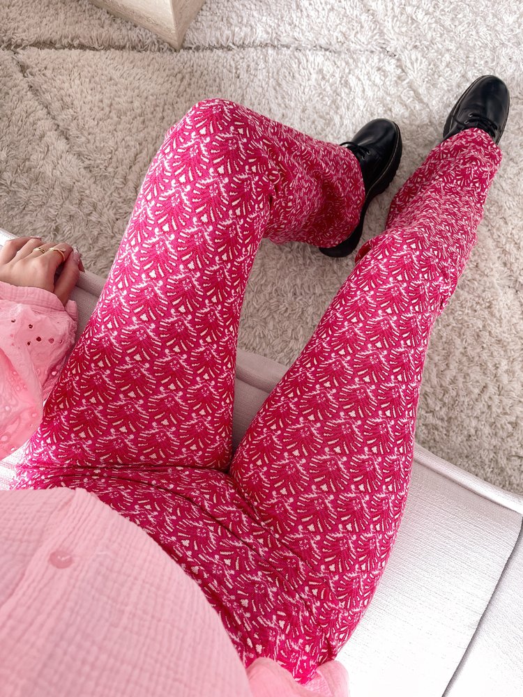 Aika Boho Flared Leggings / Red Pink