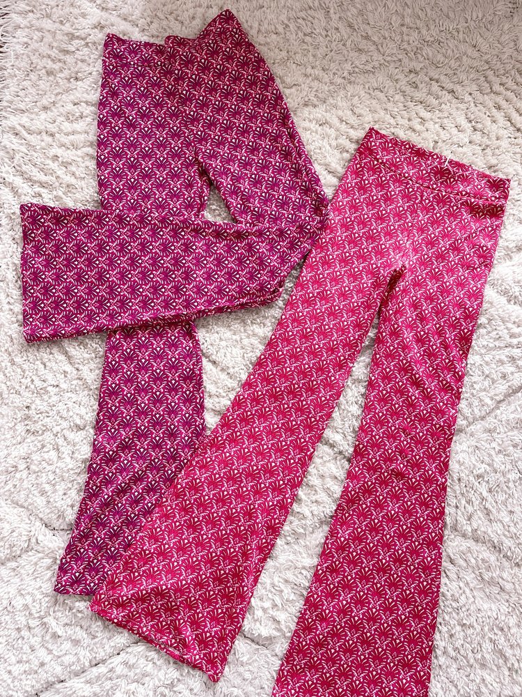 Aika Boho Flared Leggings / Magenta Pink