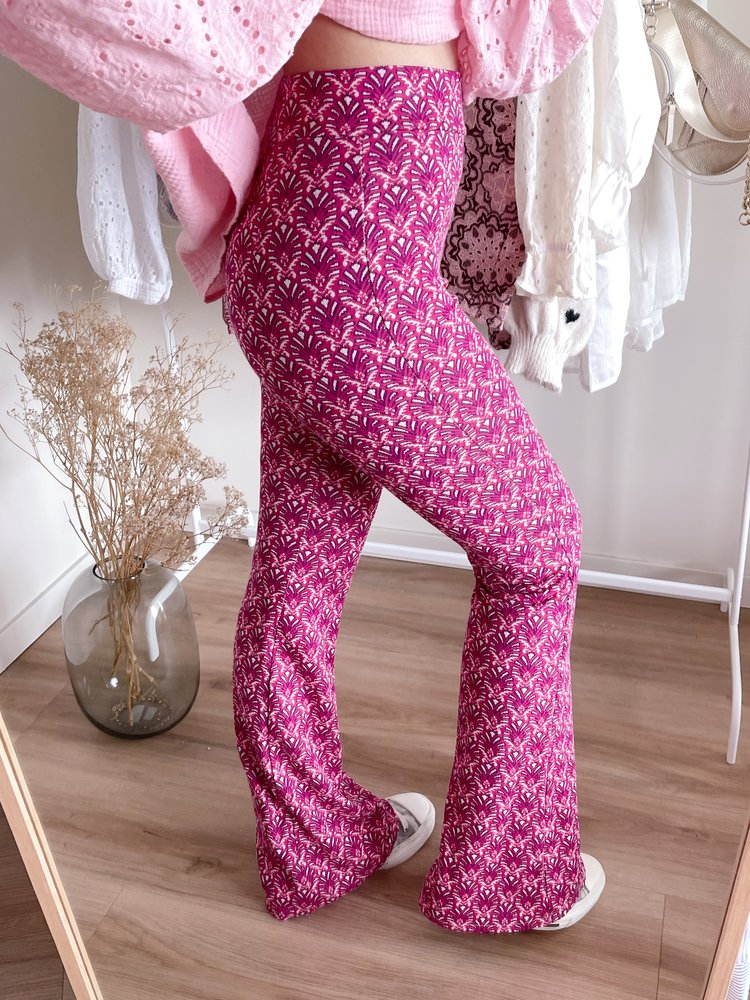 Aika Boho Flared Leggings / Magenta Pink