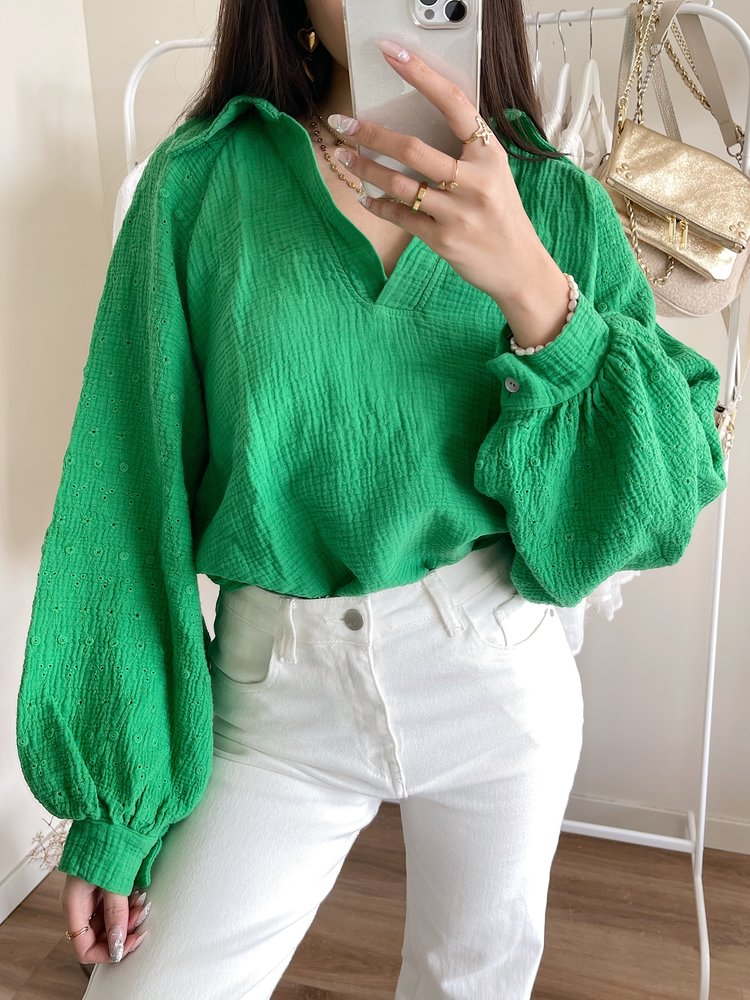 Jurin Oversized Blouse /  Bright Green