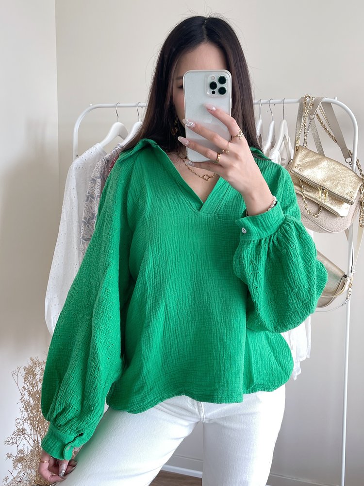 Jurin Oversized Blouse /  Bright Green