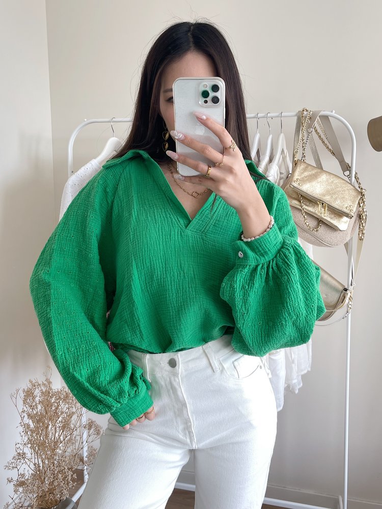 Jurin Oversized Blouse /  Bright Green