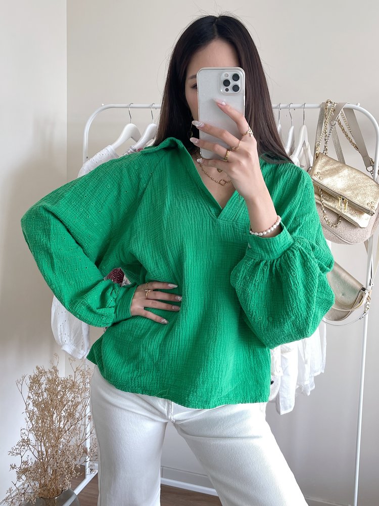 Jurin Oversized Blouse /  Bright Green
