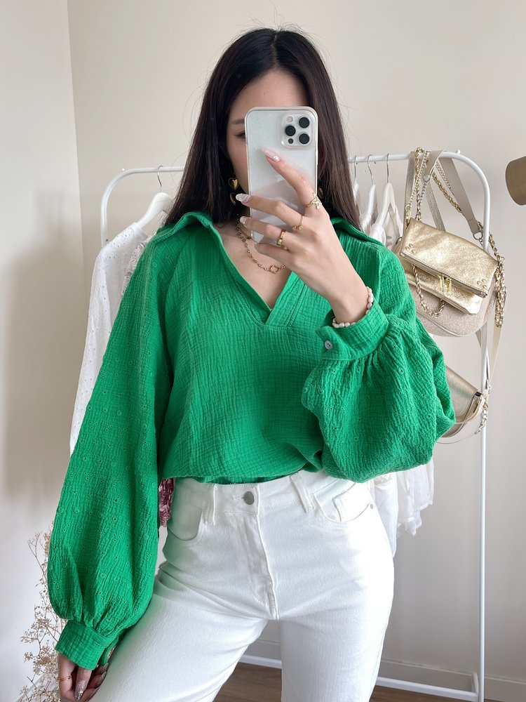 Jurin Oversized Blouse /  Bright Green