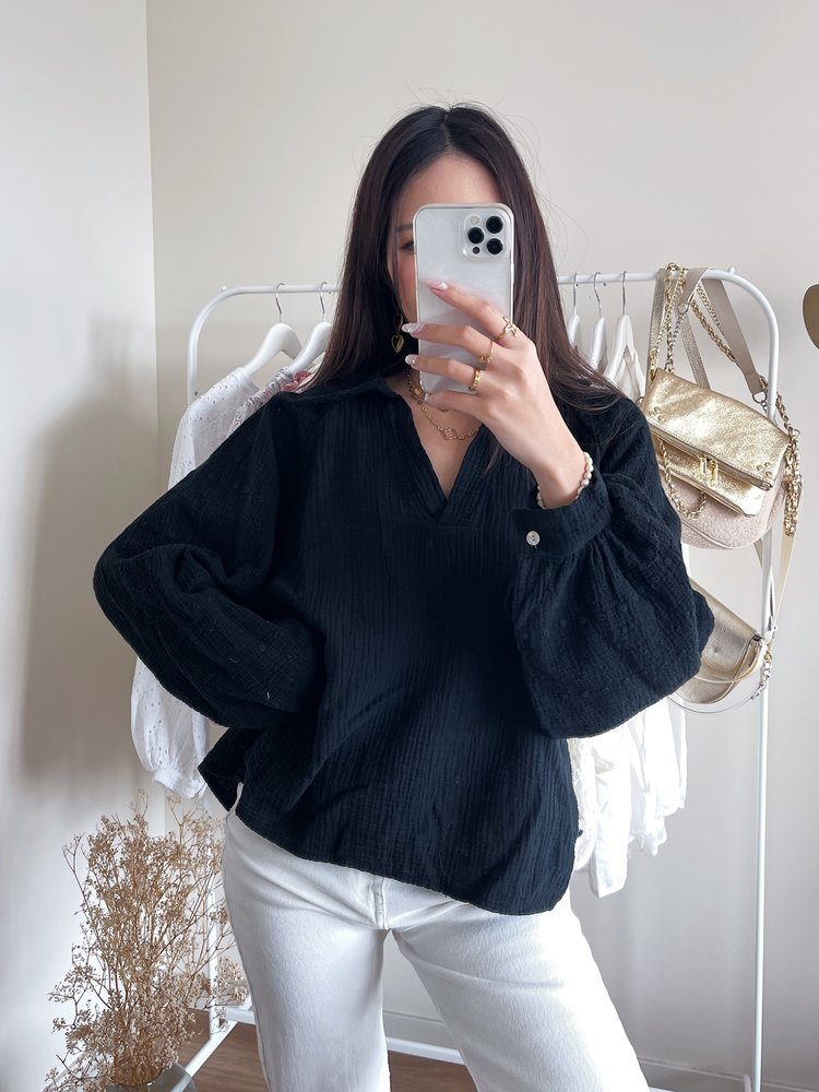 Jurin Oversized Blouse / Black