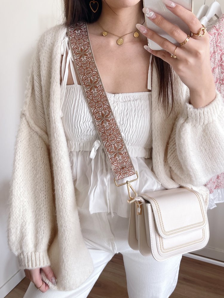 Yul Flower Bag Strap / Brown