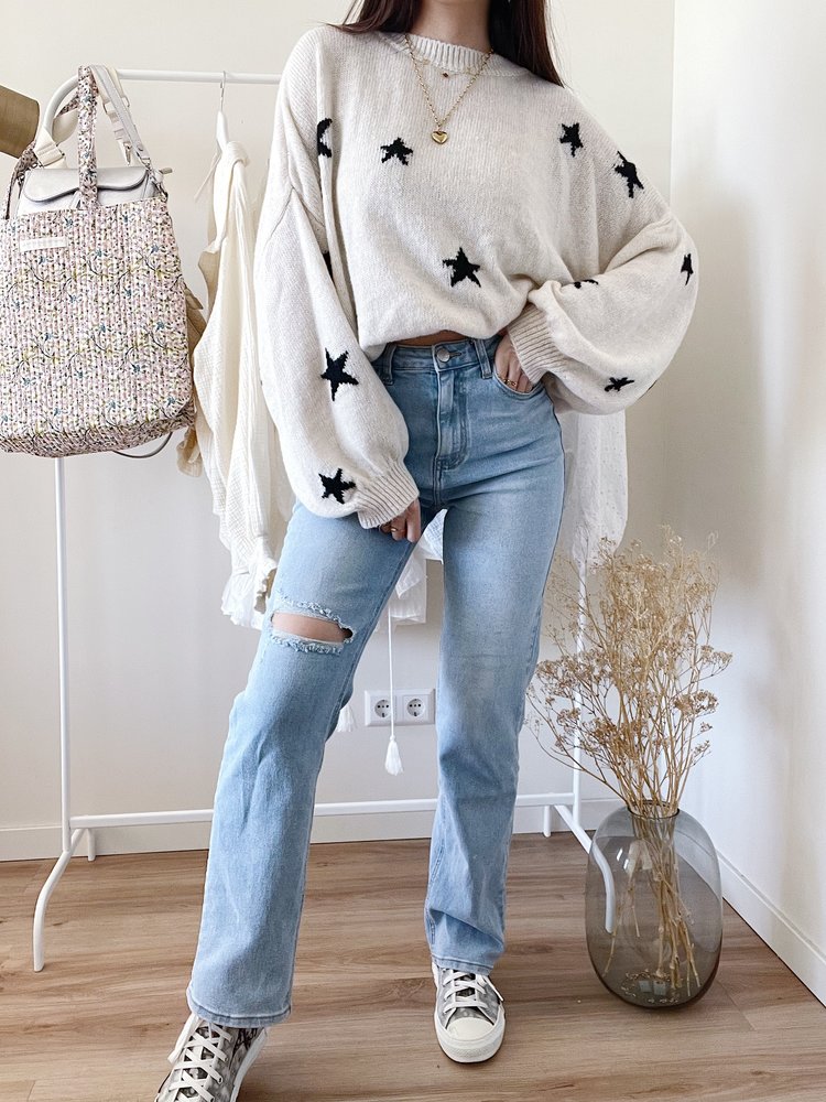 Kyra Straight Leg Ripped Jeans / Blue